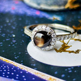 【魅惑の黒い宝石】天然ブラックスターサファイア 天然ダイヤモンド リング