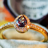 【アレキタイプ】天然カラーチェンジガーネット 天然ダイヤモンド リング