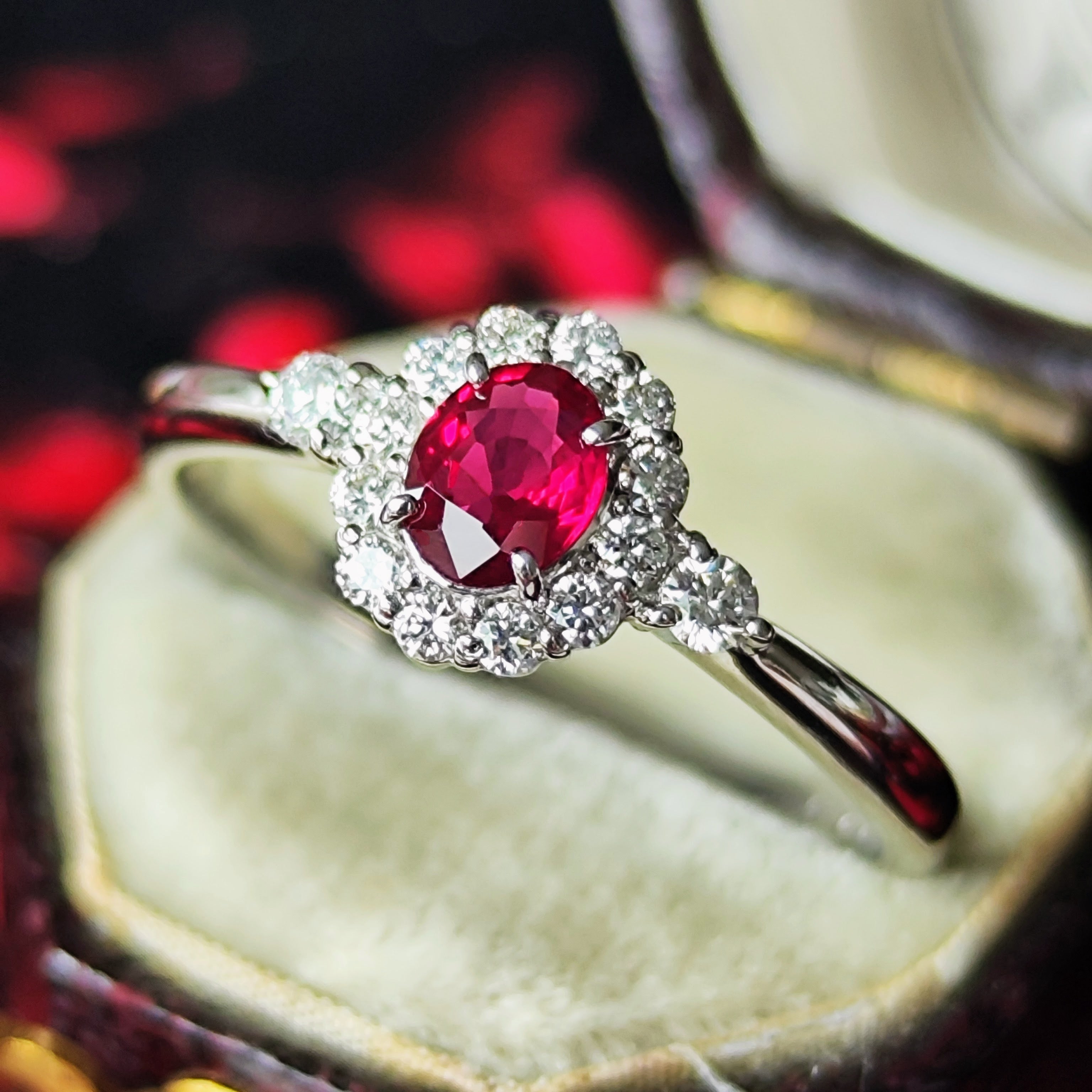 非加熱ピジョンブラッドルビー 1.1ct ダイヤモンド 約1ct