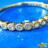 【ローズカット】天然ダイヤモンド ハーフエタニティリング 18金