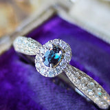 【トップ カラー】天然アレキサンドライト 天然ダイヤモンドリング