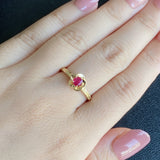 【復刻 捻り梅】天然ルビー 月桂樹の彫り 18金リング