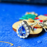 【コーンフラワー】天然サファイア 天然ダイヤモンド ネックレス