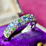 天然アクアマリン 天然ダイヤモンド 天然モルガナイト 天然サファイア 天然デマントイドガーネット パヴェリング