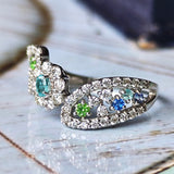 【お値下げ】天然パライバトルマリン デマントイドガーネット アウイナイト アクアマリン ベニトアイト ダイヤモンド リング