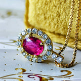 【非加熱 ピジョンブラッド】天然ルビー 天然ダイヤモンド ネックレス