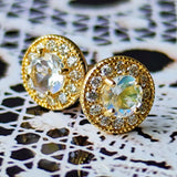 【お値下げ】天然アンデシンラブラドライト 天然ダイヤモンド 18金ピアス