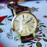 【OH済み】OMEGA オメガ Geneve ジュネーヴ ストライプ文字盤 手巻き腕時計