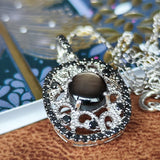 【魅惑の黒い宝石】天然ブラックスターサファイア 天然ブラックダイヤモンド ネックレス