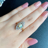 【イギリス アンティーク】天然オパール 天然ダイヤモンド リング