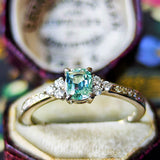 天然ミントベリル 天然ダイヤモンド リング