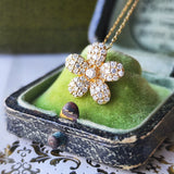 天然ダイヤモンド フラワーモチーフ パヴェ ネックレス