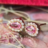 天然パパラチアサファイア 天然ダイヤモンド 18金ピアス