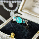 天然パライバトルマリン 天然ローズカットダイヤモンド リング