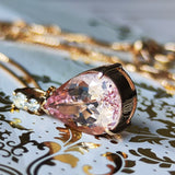 【大粒 3.01ct】天然モルガナイト 天然ダイヤモンド ネックレス