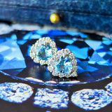 【お値下げ】天然アクアマリン ハートシェイプ 天然ダイヤモンド ピアス