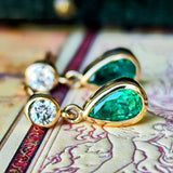 天然エメラルド 天然ダイヤモンド 18金ピアス