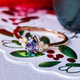 【アレキタイプ】天然カラーチェンジガーネット 天然ダイヤモンド リング