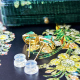 【お値下げ】シュガーローフ 天然エメラルド 天然ダイヤモンド ピアス