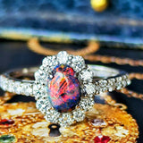 天然ブラックオパール オーストラリア産 天然ダイヤモンド リング