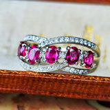 【5石とも非加熱ピジョンブラッド】天然ルビー 天然ダイヤモンド リング