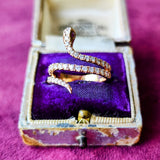 【スネークリング】天然ピンクサファイア 天然ダイヤモンド リング