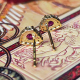 天然ルビー ハート型 天然ダイヤモンド 18金ピアス