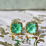 【シュガーローフ】天然エメラルド 18金ピアス