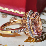 【大粒 8.84ct】天然モルガナイト 天然ダイヤモンド リング