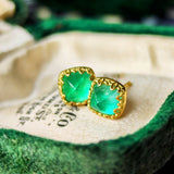 【シュガーローフ】天然エメラルド 18金ピアス ③