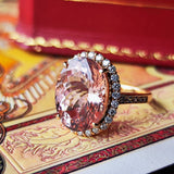 【大粒 8.84ct】天然モルガナイト 天然ダイヤモンド リング