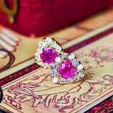 天然ルビー ハート型 天然ダイヤモンド 18金ピアス