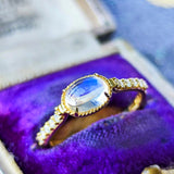 天然ロイヤルブルームーンストーン 天然ダイヤモンド 18金リング