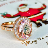 【大粒 3.58ct】天然モルガナイト 天然ダイヤモンド リング