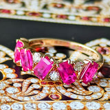 天然ルビー エメラルドカット 天然ダイヤモンド リング