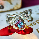 天然アレキサンドライト 0.41ct 天然ダイヤモンド リング