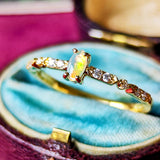 天然オパールキャッツアイ 天然ダイヤモンド リング