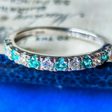 天然パライバトルマリン 天然ダイヤモンド 一文字タイプ プラチナリング