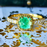 【シュガーローフ】天然エメラルド 天然ダイヤモンド 18金リング