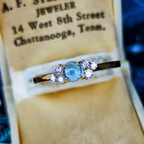 天然アクアマリンキャッツアイ 天然ダイヤモンド 18金リング