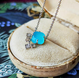 TASAKI 田崎真珠 シーブルーカルセドニー 天然ダイヤモンド ネックレス 18金WG