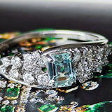 【希少石】天然バナジウムベリル 天然ダイヤモンド リング