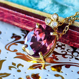 【ピンクジルコン】天然ジルコン 天然ダイヤモンド ネックレス