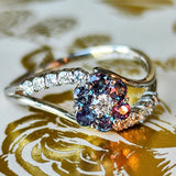 天然アレキサンドライト 天然ダイヤモンド フラワーモチーフ リング