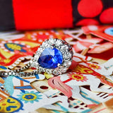 【コーンフラワー】天然サファイア 天然ダイヤモンド ネックレス