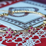 【ブレスレット】天然ルビー 天然ダイヤモンド 形状記憶 18金 バングル