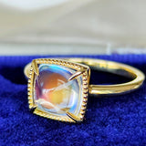 天然アンデシンラブラドライト カボションカット リング