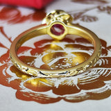 【復刻 捻り梅】天然ルビー お花の彫り 18金リング