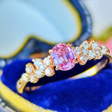 天然パパラチアサファイア 天然ダイヤモンド リング