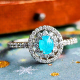 天然パライバトルマリン 0.36ct カボションカット 天然ダイヤモンド リング